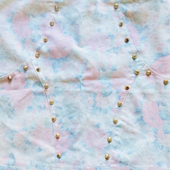 MUSTARD SEED PASTEL FLORAL STUDDED MINI SKIRT SZ M - Picture 6 of 8